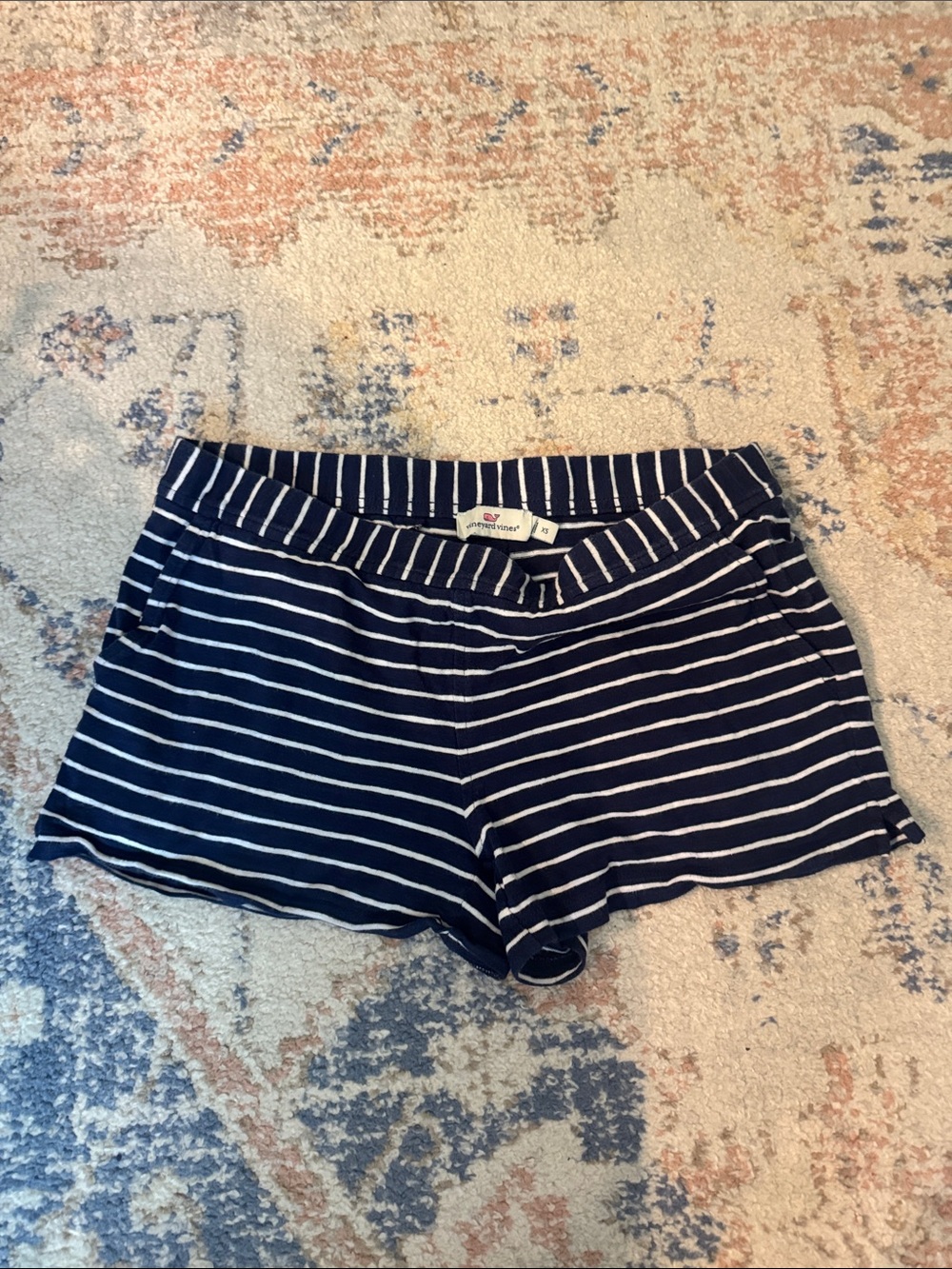 Vineyard Vines Navy and White Striped Athletic Shorts